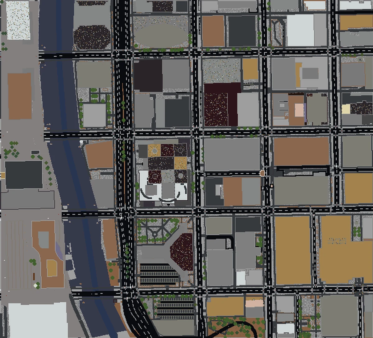 Top-down view of Chicago Loop generated as a Minecraft world