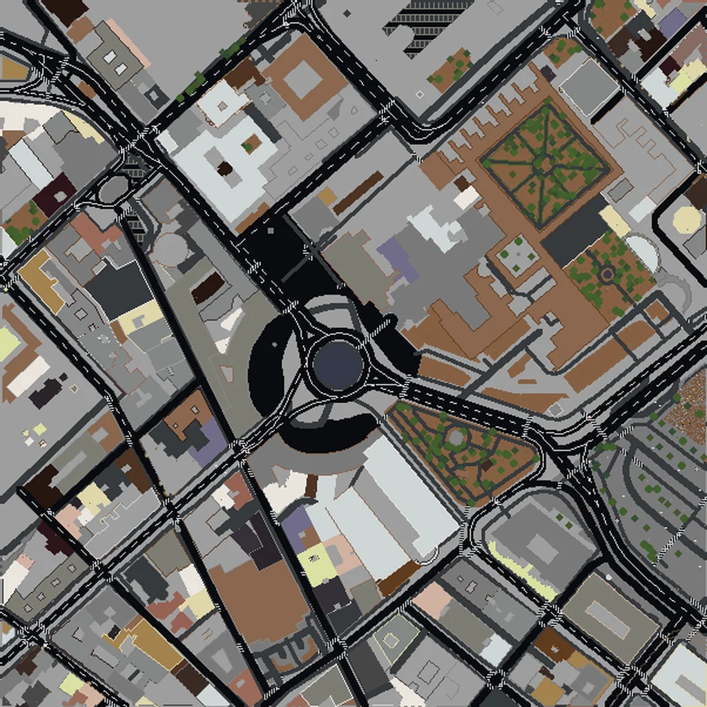 Top-down view of Rome generated as a Minecraft world